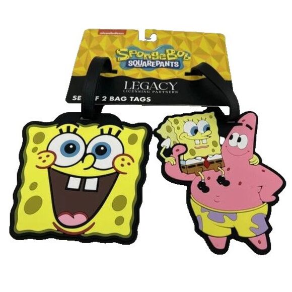 SpongeBob SquarePants Patrick Star Bag Luggage Tags Set Of 2 Nickelodeon NEW - Picture 1 of 2